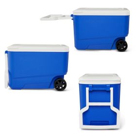 38 QT Wheelie Cool Hard Sided Cooler with Wheels, Blue