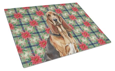 Liver and Tan Bloodhound Christmas PoinsettIas Glass Cutting Board Decorative Tempered Glass Kitchen Cutting and Serving Board Large Size Choppin