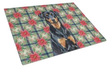 Beauceron Christmas PoinsettIas Glass Cutting Board Decorative Tempered Glass Kitchen Cutting and Serving Board Large Size Chopping Board