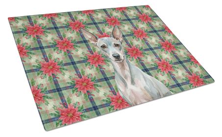 American Hairless Terrier Christmas PoinsettIas Glass Cutting Board Decorative Tempered Glass Kitchen Cutting and Serving Board Large Size Choppi