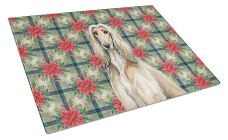 Afghan Hound Christmas PoinsettIas Glass Cutting Board Decorative Tempered Glass Kitchen Cutting and Serving Board Large Size Chopping Board