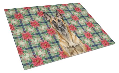 Belgian Malinois Christmas PoinsettIas Glass Cutting Board Decorative Tempered Glass Kitchen Cutting and Serving Board Large Size Chopping Board