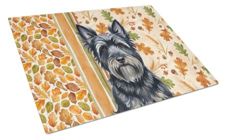 Black Skye Terrier Heirloom Fall Glass Cutting Board Decorative Tempered Glass Kitchen Cutting and Serving Board Large Size Chopping Board