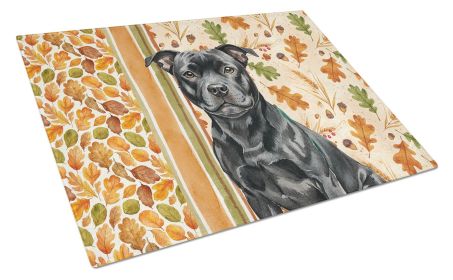 Black Staffordshire Bull Terrier Heirloom Fall Glass Cutting Board Decorative Tempered Glass Kitchen Cutting and Serving Board Large Size Choppin