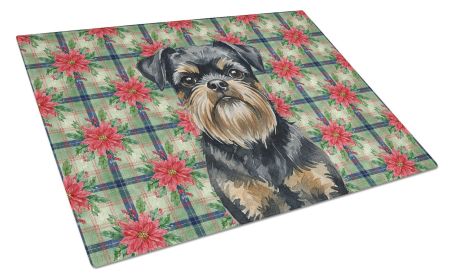Black and Tan Brussels Griffon Christmas PoinsettIas Glass Cutting Board Decorative Tempered Glass Kitchen Cutting and Serving Board Large Size C