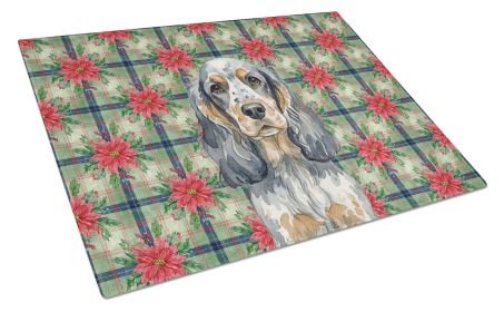 Blue Roan & Tan English Cocker Spaniel Christmas PoinsettIas Glass Cutting Board Decorative Tempered Glass Kitchen Cutting and Serving Board Larg