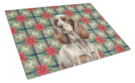 Liver Roan English Cocker Spaniel Christmas PoinsettIas Glass Cutting Board Decorative Tempered Glass Kitchen Cutting and Serving Board Large Siz