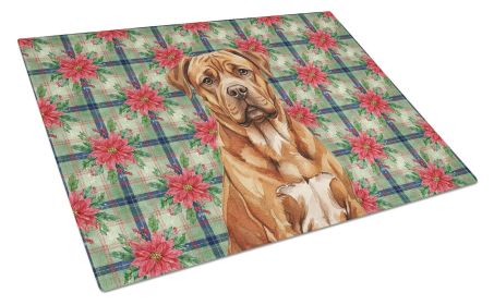 Mahogany Dogue de Bordeaux Christmas PoinsettIas Glass Cutting Board Decorative Tempered Glass Kitchen Cutting and Serving Board Large Size Chopp