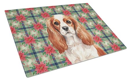 Blenheim English Toy Spaniel Christmas PoinsettIas Glass Cutting Board Decorative Tempered Glass Kitchen Cutting and Serving Board Large Size Cho