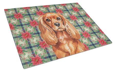 Ruby English Toy Spaniel Christmas PoinsettIas Glass Cutting Board Decorative Tempered Glass Kitchen Cutting and Serving Board Large Size Choppin