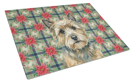 Cairn Terrier Christmas PoinsettIas Glass Cutting Board Decorative Tempered Glass Kitchen Cutting and Serving Board Large Size Chopping Board