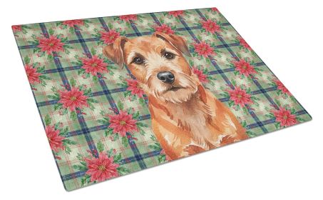 Red Border Terrier Christmas PoinsettIas Glass Cutting Board Decorative Tempered Glass Kitchen Cutting and Serving Board Large Size Chopping Boar
