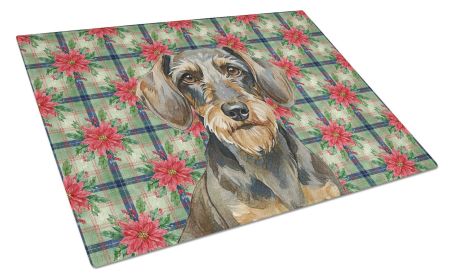 Wirehaired Wild Boar Dachshund Christmas PoinsettIas Glass Cutting Board Decorative Tempered Glass Kitchen Cutting and Serving Board Large Size C