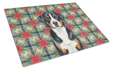 Greater Swiss Mountain Dog Christmas PoinsettIas Glass Cutting Board Decorative Tempered Glass Kitchen Cutting and Serving Board Large Size Chopp