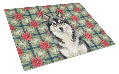 Finnish Lapphund Christmas PoinsettIas Glass Cutting Board Decorative Tempered Glass Kitchen Cutting and Serving Board Large Size Chopping Board