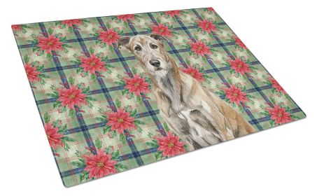 Brindle Irish Wolfhound Christmas PoinsettIas Glass Cutting Board Decorative Tempered Glass Kitchen Cutting and Serving Board Large Size Chopping