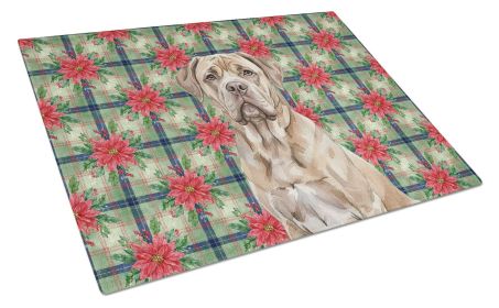 Isabella Dogue de Bordeaux Christmas PoinsettIas Glass Cutting Board Decorative Tempered Glass Kitchen Cutting and Serving Board Large Size Chopp