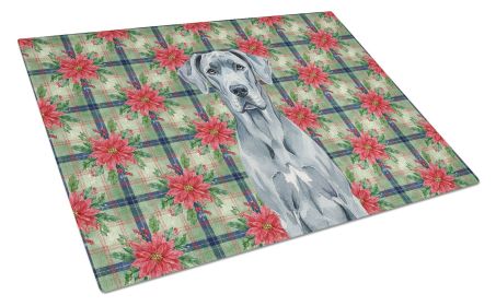Blue Great Dane Christmas PoinsettIas Glass Cutting Board Decorative Tempered Glass Kitchen Cutting and Serving Board Large Size Chopping Board
