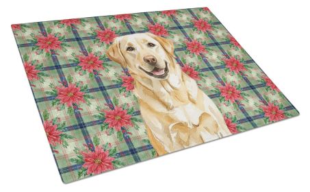 Yellow Labrador Retriever Christmas PoinsettIas Glass Cutting Board Decorative Tempered Glass Kitchen Cutting and Serving Board Large Size Choppi