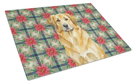Lion Yellow Leonberger Christmas PoinsettIas Glass Cutting Board Decorative Tempered Glass Kitchen Cutting and Serving Board Large Size Chopping